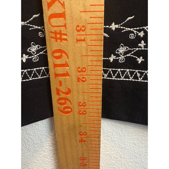 VTG Black Coldwater Creek Embroidered Midi Skirt PL Pet White Vines Classic - Picture 4 of 7